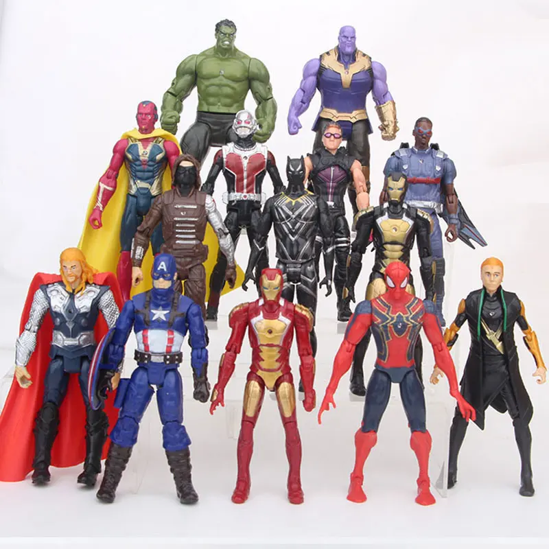 

14Pcs Super Hero The Avenger 15CM Captain America Ironman Spiderman Thanos Doll Decoration PVC Collection Figures Toys model