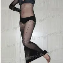 Ультра-прозрачные чулки/бодихол с маской и перчатками SW18A005