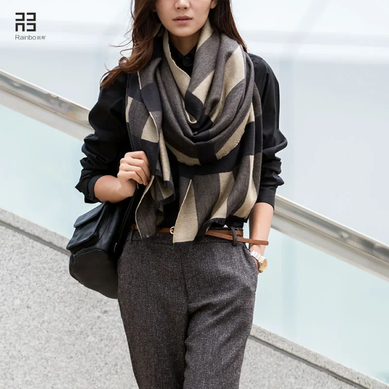 US $31.08 Free Shipping 2016 Hot Sale Fashion Women Plaid Scarf Autumn Winter Wool Cashmere Designer Shawl Scarf Brand Scarves Rainbo