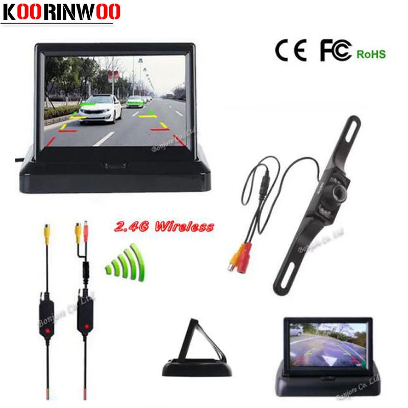 

Koorinwoo Wireless Parking Assist 7 infrared night vision Car Reverse cam 4.3 TFT LCD monitor Screen Rearview camera safe system