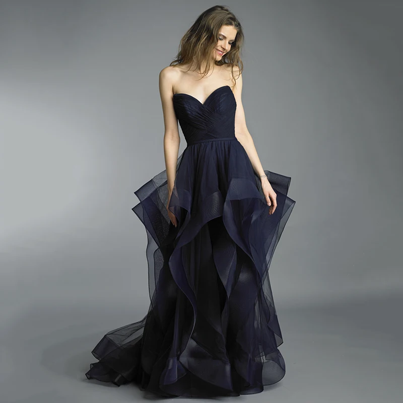 Вечернее платье, обернутое грудь, Многоярусное Платье De Soiree, открытая спина, женские вечерние платья, длинные, большие размеры, безрукавые вечерние платья E668