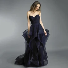 Вечернее платье, обернутое грудь, Многоярусное Платье De Soiree, открытая спина, женские вечерние платья, длинные, большие размеры, безрукавые вечерние платья E668