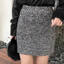 Модные женские S1009T1 Европа и США зима Высокая талия трикотажные холодного ветра Обтягивающая одежда половина юбка 8381