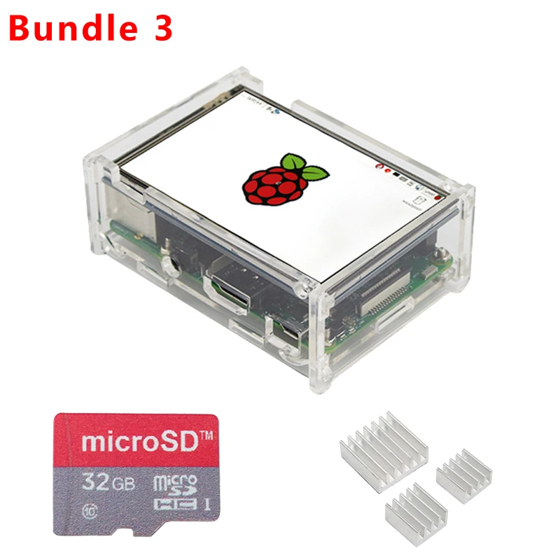 Raspberry Pi 3 Модель B + (B плюс) 3,5 дюймов экран TFT + чехол + теплоотвод + 32G SD карты с Raspbian Системы для Raspberry Pi 3B +