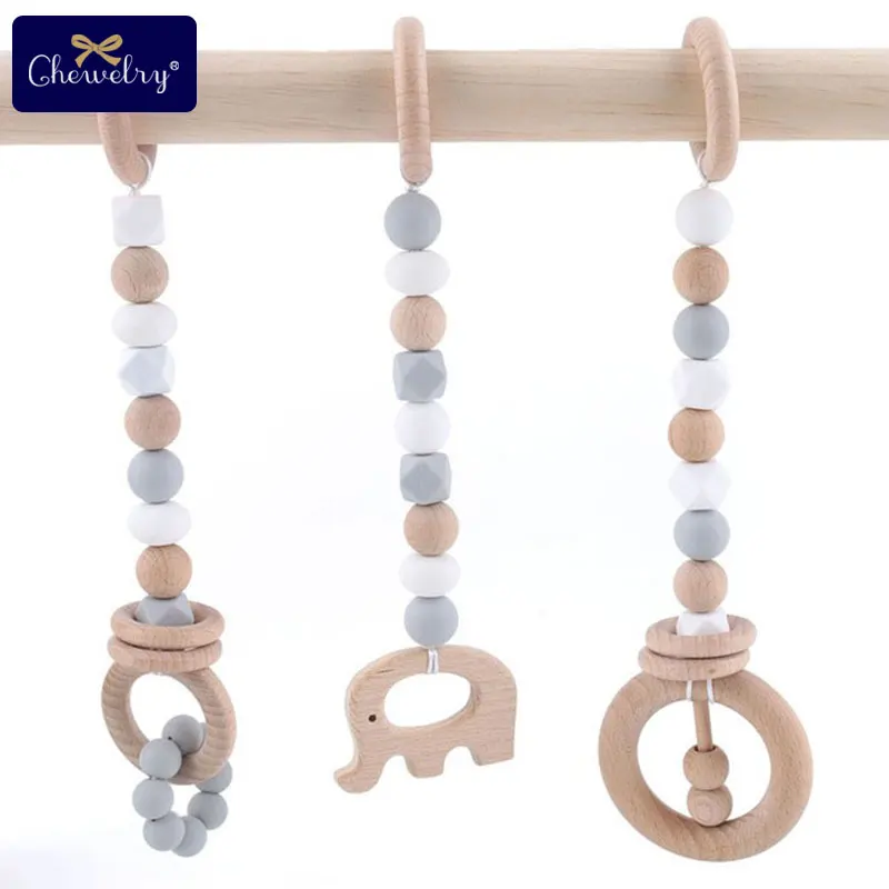 

Set Of Three Beech Elephant Wooden Baby Teether Silicone Beads For DIY Baby Teething Rodent Nursing Necklace Pendant Toy Teether