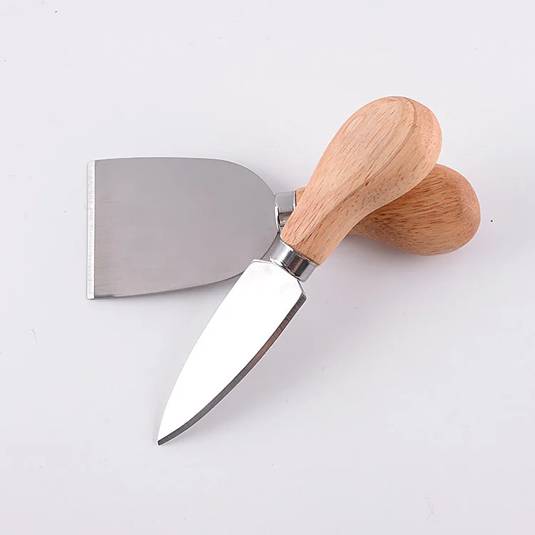 Набор из 4 ножей для сыра с бамбуковой деревянной ручкой из нержавеющей стали