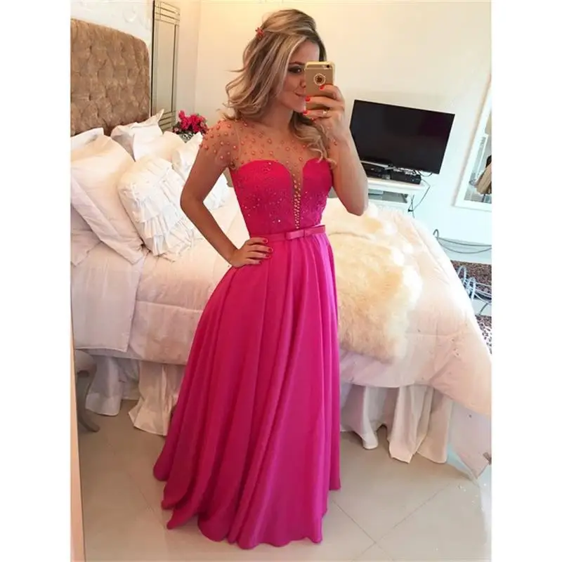 vestido de madrinha rosa choque