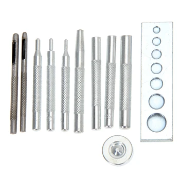

11pcs/set Metal Leather Hole Punches Snap Fastener Installation Kit Rivet Setter Base Set for DIY Leathercraft Leather Tools