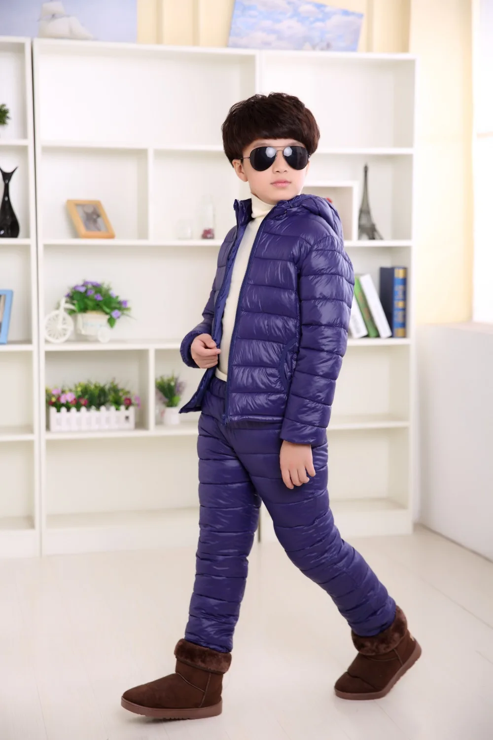 От 3 до 13 лет, детский зимний теплый комплект одежды, Модный хлопковый однотонный костюм, легкая тонкая верхняя одежда с капюшоном, высокое качество
