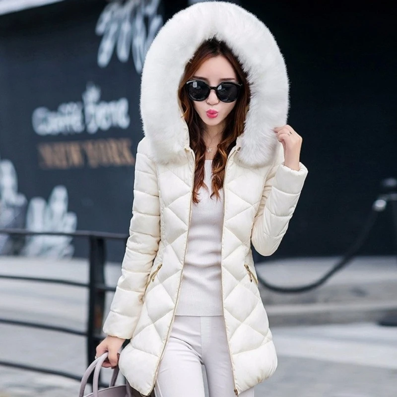 Chaqueta de Invierno para mujer, nueva moda 2019, abrigo de invierno para mujer, cuello de piel sintética con capucha, abrigo grueso para invierno y Parkas, S XXXL para mujer|winter jacket women|winter
