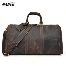 Мужская кожаная дорожная сумка Crazy Horse из натуральной кожи, прочная сумка на выходные из натуральной кожи, дорожная сумка на молнии, сумка на выходные