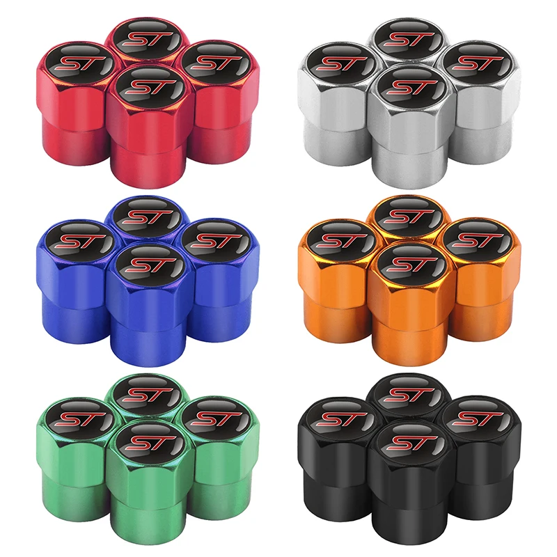 

4pcs ST Car Wheel Tire Valve Caps case for Ford ST Fusion Everest Escape Explorer Edge Mondeo Focus Ecosport Fiesta Kuga