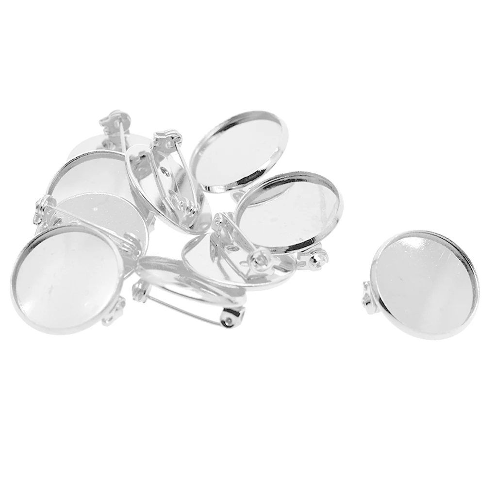 20mm Basic Brooch Base Craft Making Pin Back Parts Badge Button Breastpin Supplies 10 Pieces