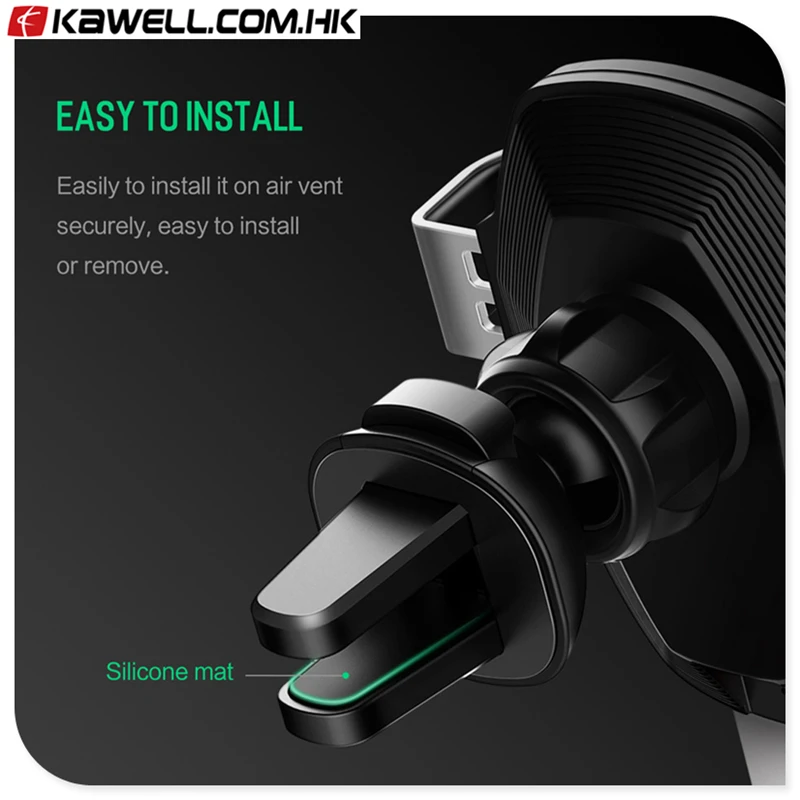 Metal Car Wireless Charger for iPhone X 8 Plus Gravity Fast Wireless Charging Car Holder for smart phone