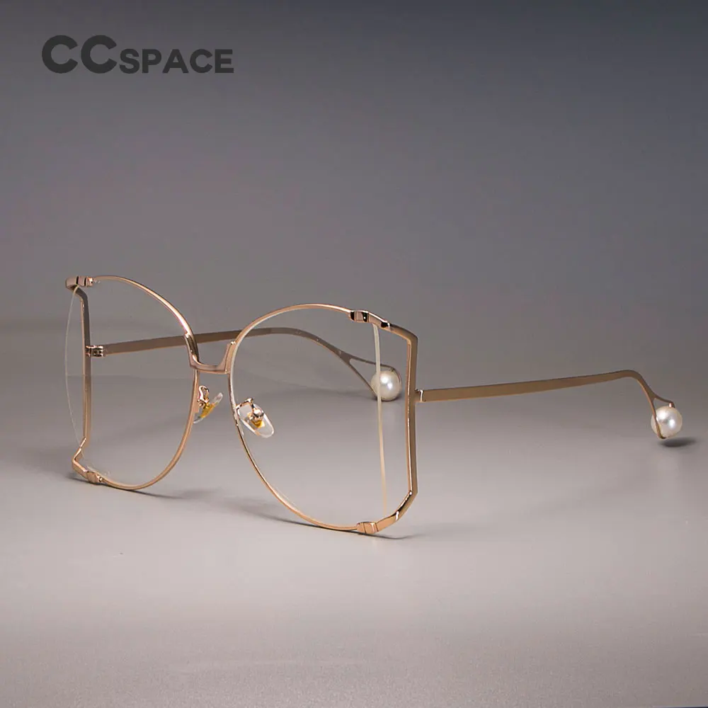 Прозрачные линзы, большие очки, оправа для женщин, металлическая Золотая оправа, очки, модные очки, компьютерные очки 45476