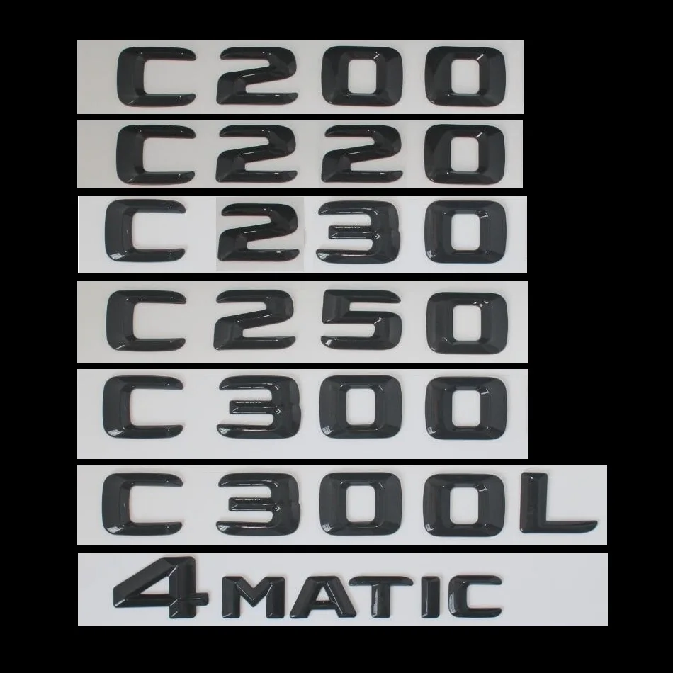 3D черная W204 W205 Автомобильная эмблема C43 C200 C250 C300 C350 C63 C180 Буквы Авто Эмблема логотипа эмблемы для Mercedes Benz AMG