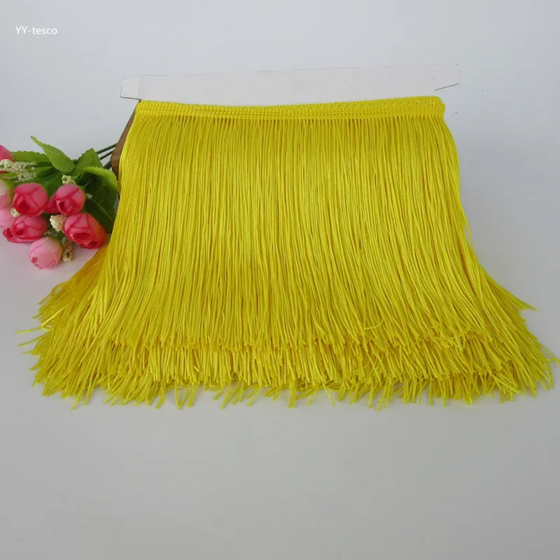 YY-tesco 10 метров 15 см широкая бахрома отделка кружева бахрома отделка кисточка для DIY латинское платье сценическая одежда аксессуары кружевная лента - Цвет: yellow