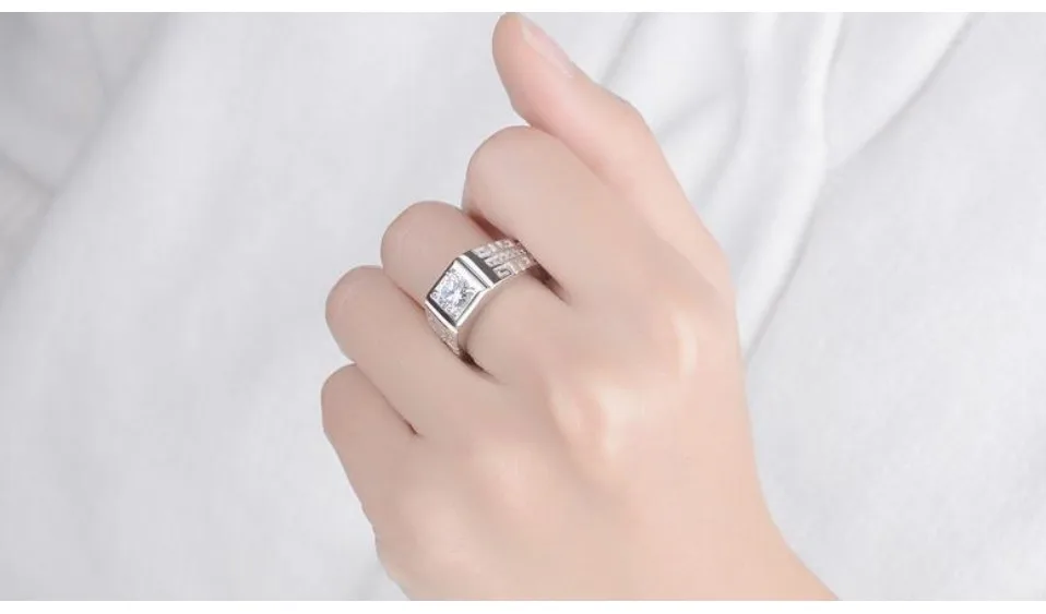 Новое модное регулируемое классическое кольцо 925, серебристый циркониевый мужское черное кольцо из эмали, мужские кольца на палец