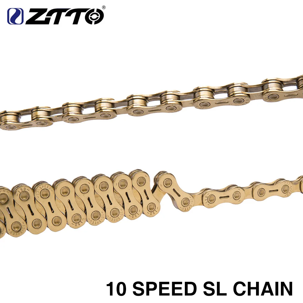 Excellent ZTTO/ MTB Golden Semi Hollow SL Chain Mountain Bike Road Bicycle Parts Durable Gold 10s 20 s 30 v 10 Speed For shimano KMC 3