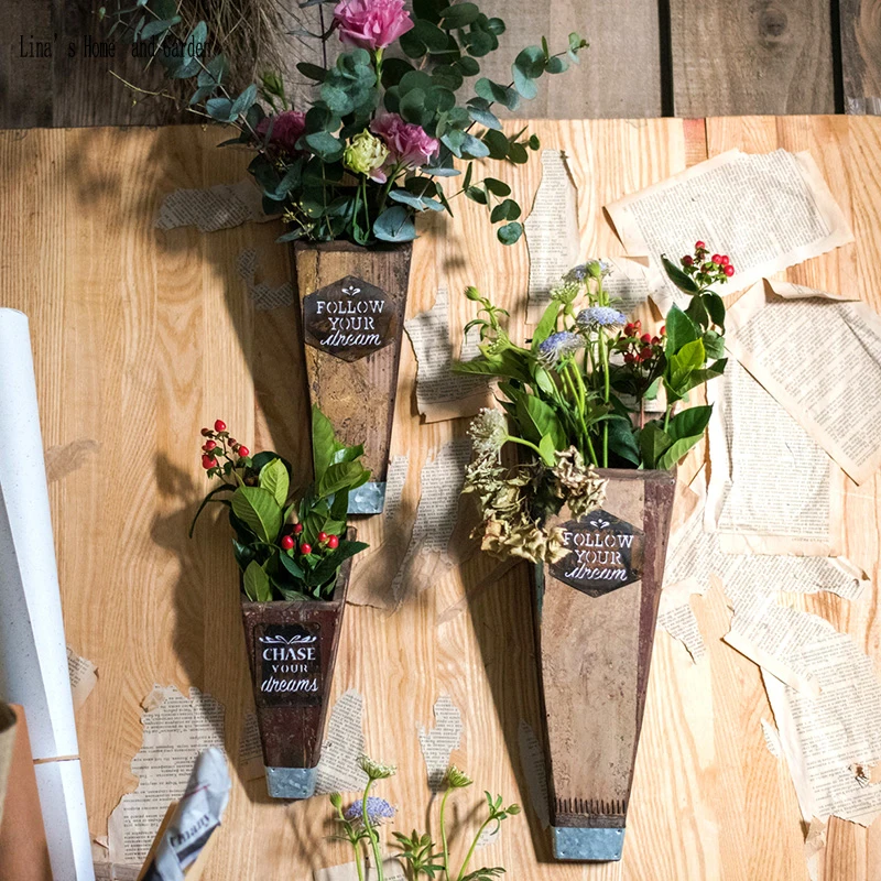 

tapered decorative antique handmade wood vintage wall hanging planters