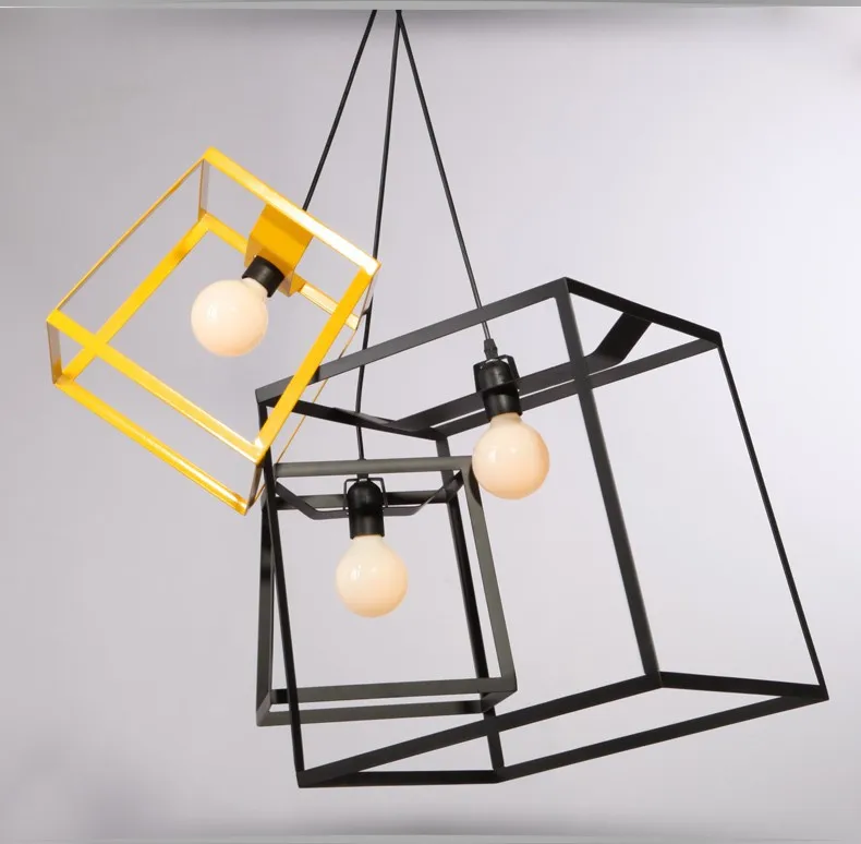 Modern Minimalist CUBE BOX FRAME Pendant Light Geometric Simple bar counter kitchen ceiling lamp light fixture (10)