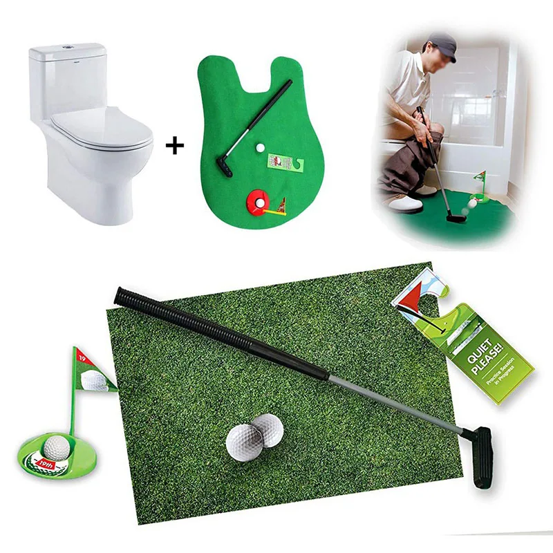 Potty Putter Гольф в туалете игровой комплект для мини-гольфа Туалет подкладка для гольфа зеленая новая игра расслабляющий подарок для мужчин и