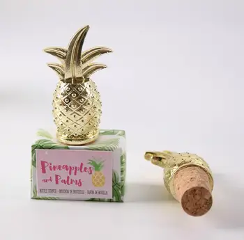 

100Pc Pineapple Wine Champagne Bottle Sealer Cork Red Wine Plug Stopper Decoration Metallic Ananas Bridal Drink Reception Gift