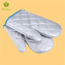 1 шт. серебряные утолщенные термостойкие хлопковые перчатки для духовки, кухонные перчатки для микроволновой печи, кухонные перчатки для готовки, принадлежности для барбекю