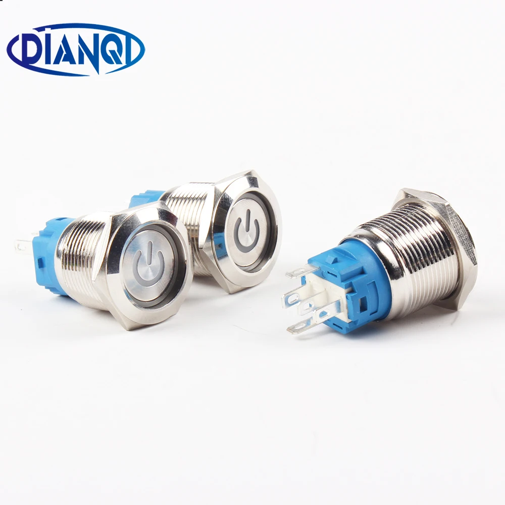 

New type 19mm Waterproof Momentary latching Stainless Steel Metal Doorbell Bell Horn Push power ring Button Switch LED