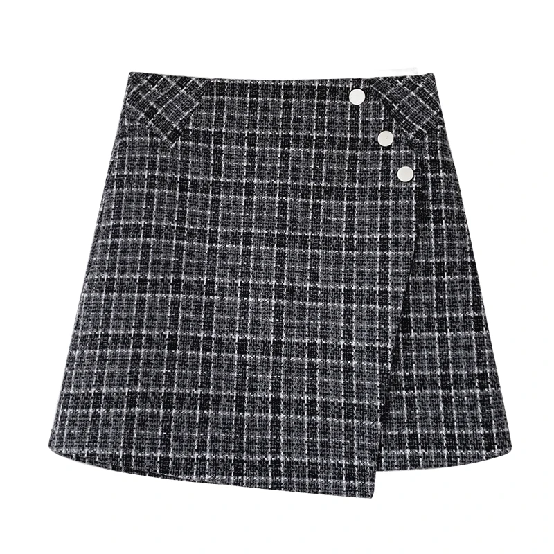 

Hot Selling Short Skirt Female Winter 2019 Chic High Waist Check Skirt Bag Hip Skirt Thin Irregular Woolen Skirt Women Clothing