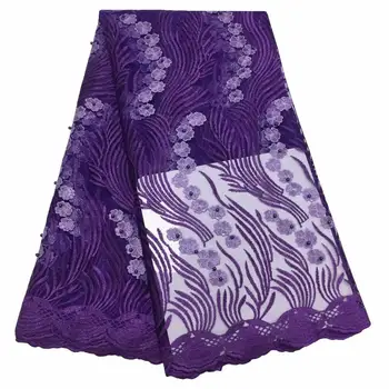

Best Quality African Lace Fabric Purple Swiss Voile Lace High Quality Emboridery French Mesh 2019 French Lace Fabric(6-19