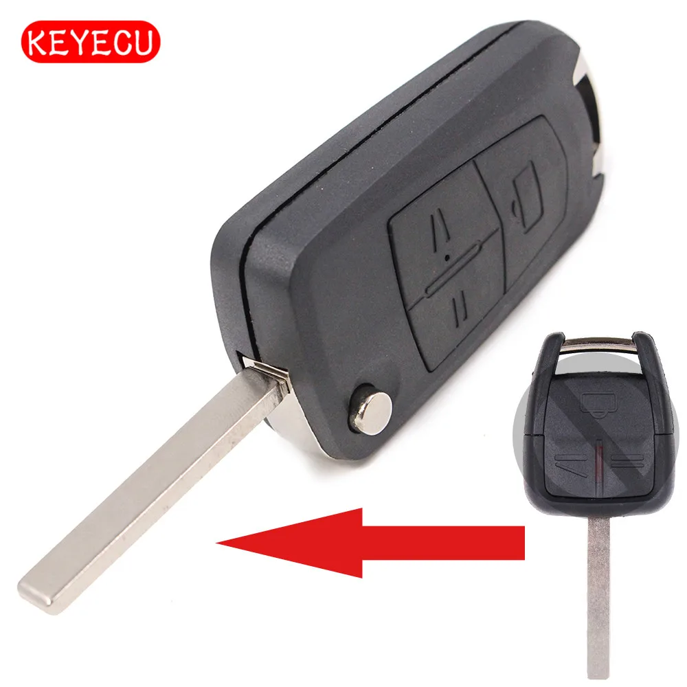 

Keyecu Folding Remote Key Shell Case 3 Button for Opel Vectra Antigo Omega Suprema Agile,HU100/HU43/HU46/YM28 Blade for Choice
