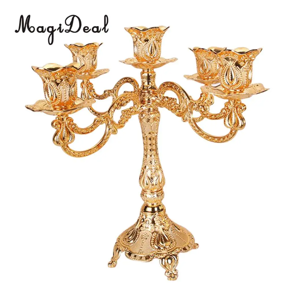 Vintage Candelabra Metal Desktop Candleholder 1/3/5 Head Antique Candlestick Votive Mood Lighting Holder Fixtures