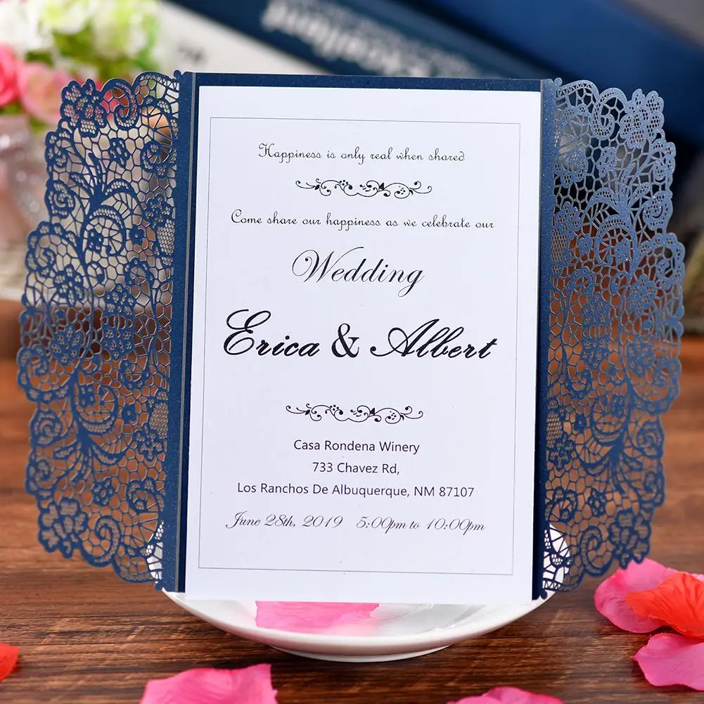  10PCS Hollow-out Wedding Invitation Innovative Romantic Greeting Cards for Business Birthday Party - 33034708029