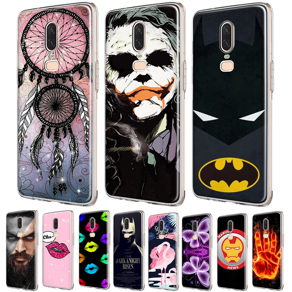 

luxury For One Plus 5 5T 6 6T Ultra thin Silicone TPU soft case Phone Protective Cover Joker Flamingo Dream catche Batman funda