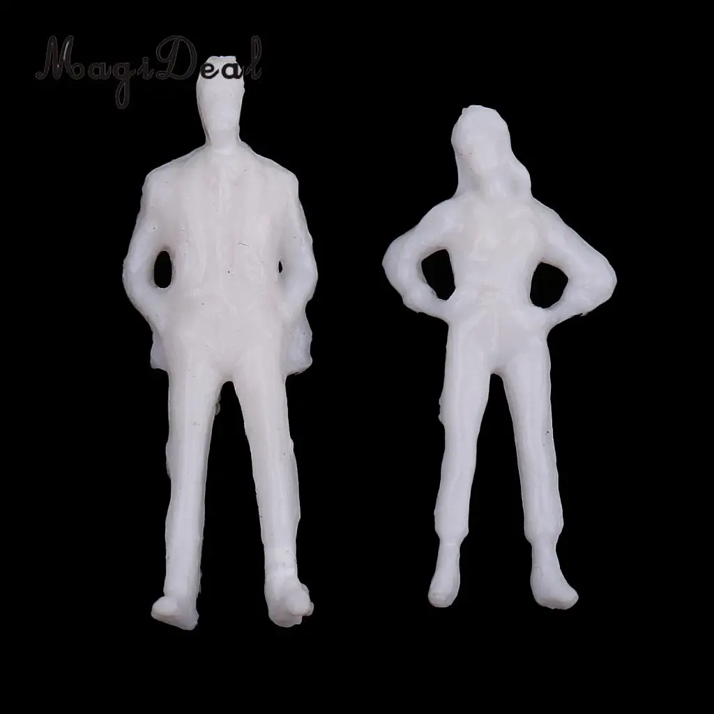 MagiDeal 20Pcs 1/75 HO Scale Unpainted Model People Architectural Figure Miniature Human Plastic Scene Simulation for Layout