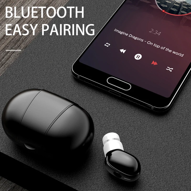 

S518 Mini Sports Wireless Bluetooth Earphone Stereo In-ear Haedset Earbud Headset with Charging Box Mic for All Smart Phone