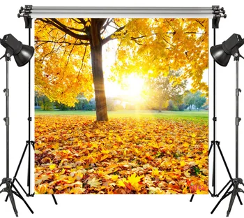 

LB Polyester & Vinyl Atumn Yellow Tree Dry Fallen Leaves Nature Studio Backdrop Photography Photo Props Photographic Background