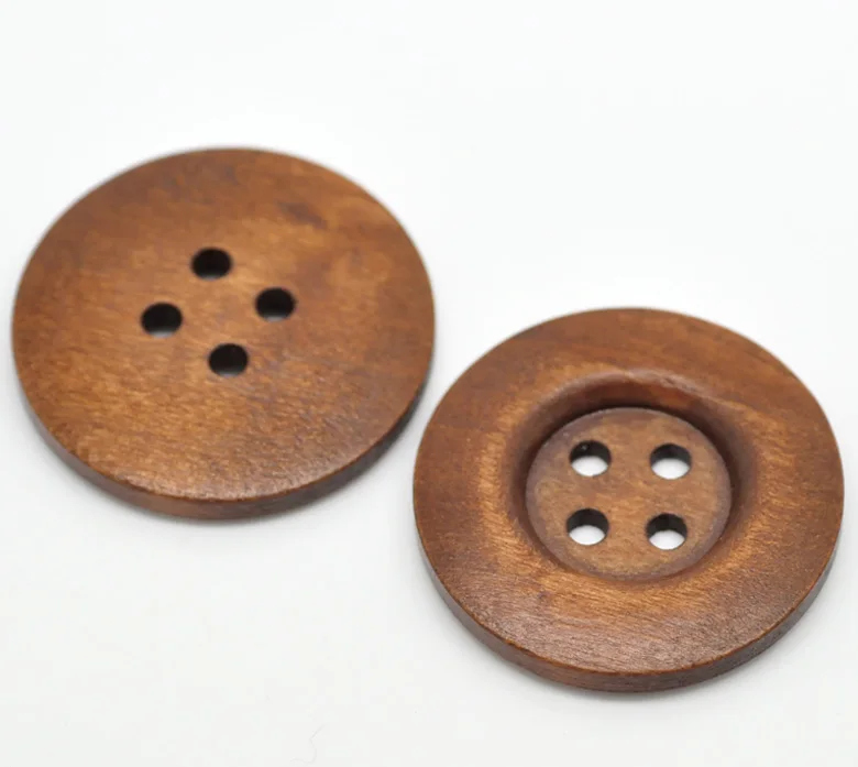 

20PCs Reddish Brown 4 Holes Natural Wooden Buttons Scrapbooking Sewing Accessories For Craft for Sweater Overcoat Clothing 35mm