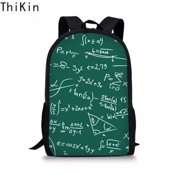 

THIKIN Green Math Formula Backpack for Children Girls Boys Teenage School Backpacks Women 2019 Bagpack Rucksack Sac A Dos