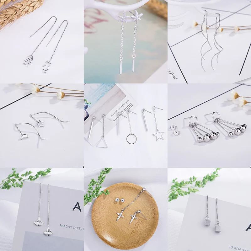 

1Pair Fashion Hot Sale Trendy Korean Earring Alloy Pearl Promotional Ear line Asymmetry Women Girls Earrings Jewelry Accessories