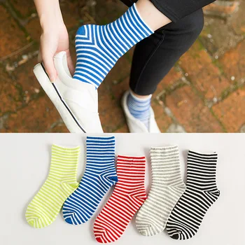 

Long stockings Stripe Candy Female Pure Cotton Mid-tube Fashionable Tide Funny Korean Women Stockings Antiskid Ventilation