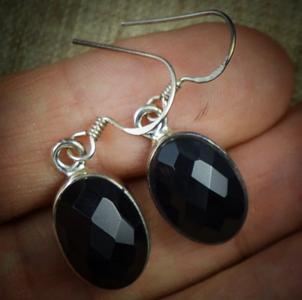 Lovegem подлинные серьги с черным ониксом из стерлингового серебра 925 пробы 32 мм