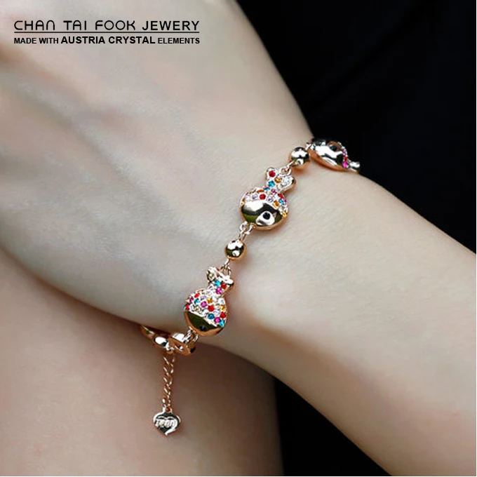

IREACESS new brand luxury cute gold fish jewelry crystal charm bracelets & bangles for women