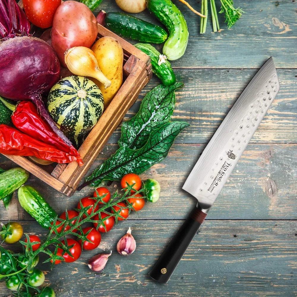 TUO столовые приборы Kiritsuke нож Дамасские кухонные ножи Nakiri японский AUS 10 HC шеф
