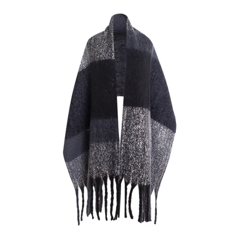 Women's Shawl Wrap Warm Scarf Cozy OblongPlaid BlanketStripe Light Infinity Women Winter Accessories 30LY18 (21)
