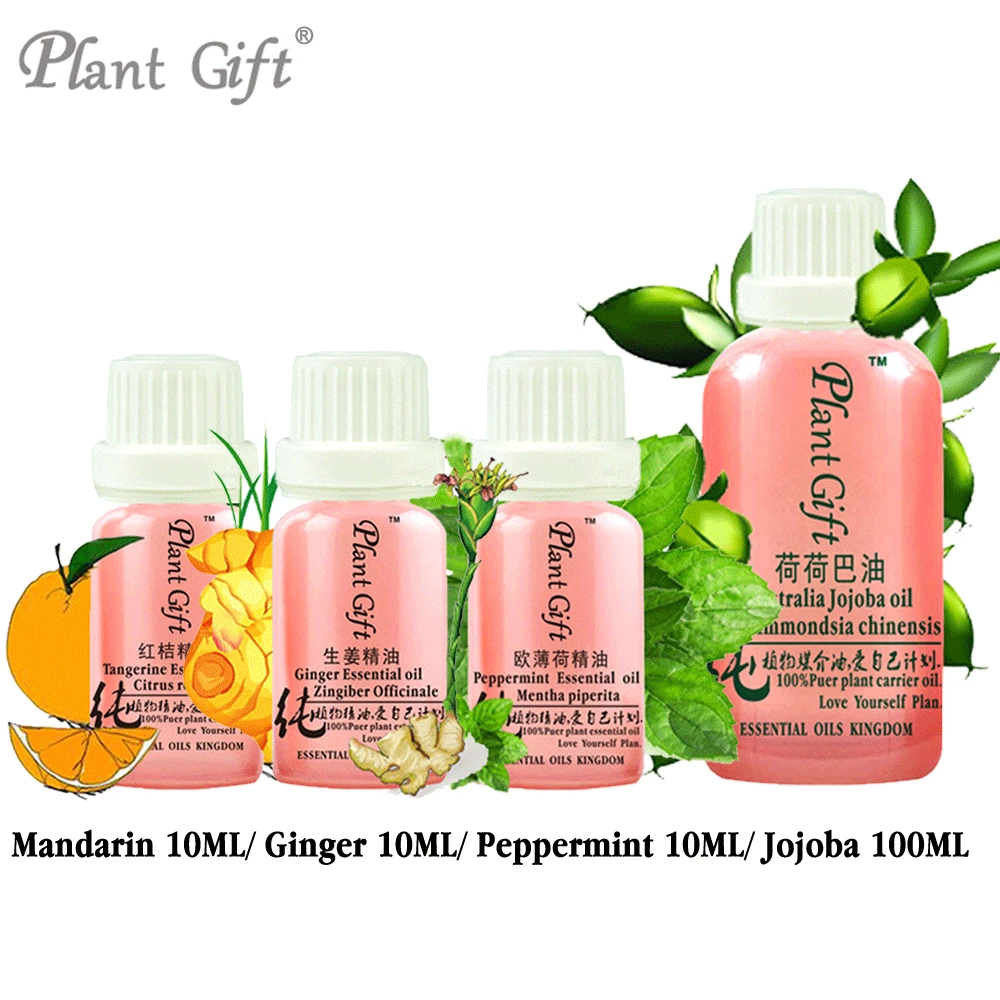 

100% Pure Plant Essential Oils Orange Oil Mandarin / Ginger / Peppermint / Jojoba Help Digestion Aid Digestion Shrink pores
