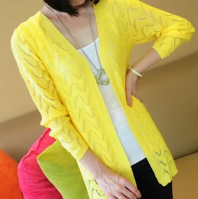 

Long Cardigans 2018 Women Fashion Lace Plus Size Hollow out Crochet Knitted Sweater Casual Autumn sunscreen cardigan wholesale