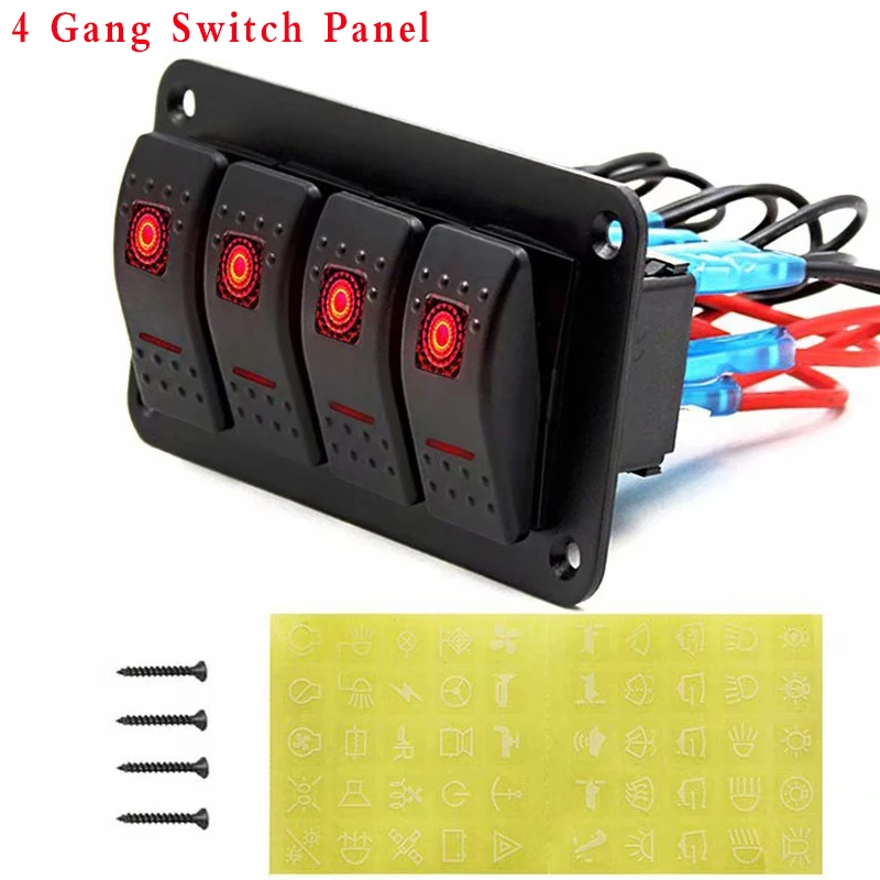 4/6 Gang Rocker Switch панель автоматический выключатель со светодиодом RV для автомобиля