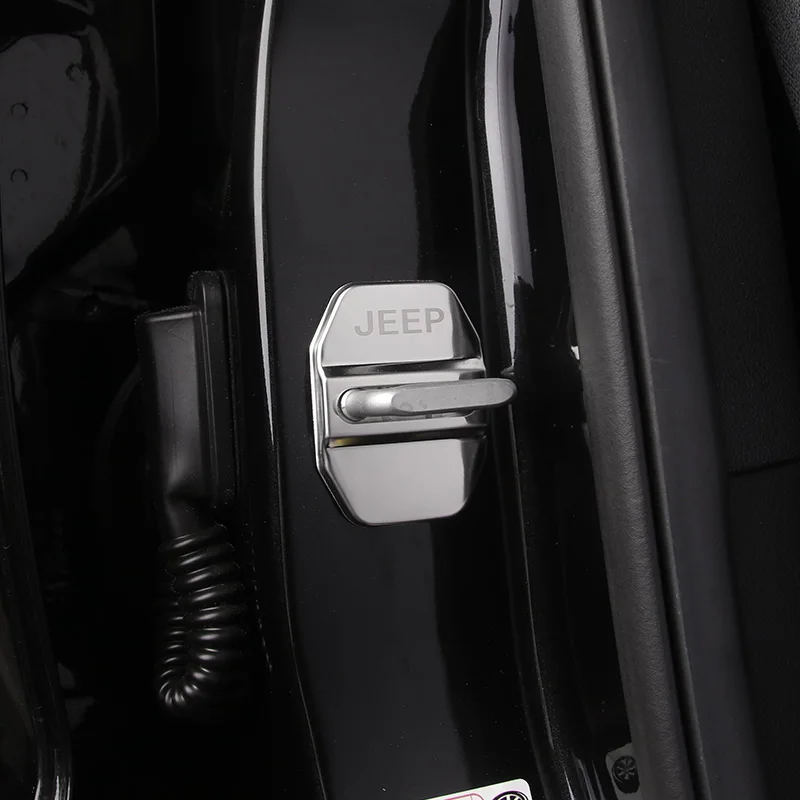 

JHO 4pcs/set Door Lock Protective Cover Trim Cap For Jeep Grand Cherokee 2014 2015 2016 2017 2018 SUV Car Styling Accessories
